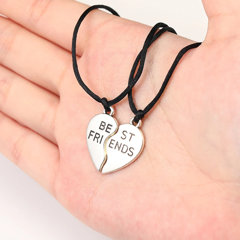 Браслет Best Friend Lady с подвеской в виде сердца для подруг черно-красная веревка