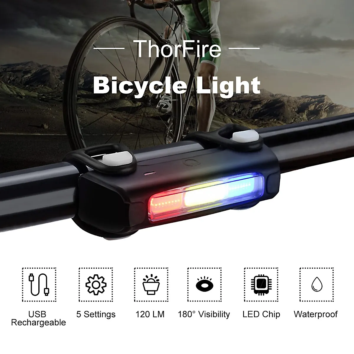 Perfect ThorFire Bike Bicycle light Rechargeable Waterproof LED Taillight USB Rear Tail Safety Warning Cycling light Super Bright 0