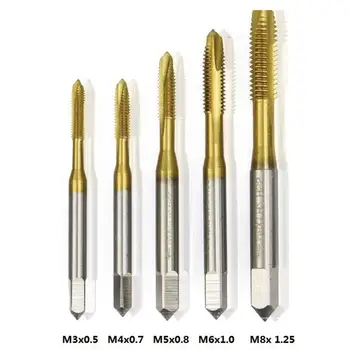 

5pcs Nano Blue Coating Hand Tap Drill Multi-function Durable Screw-tip Opener M3 M4 M5 M6 M8 Spiral Thread Plug Tap Dies