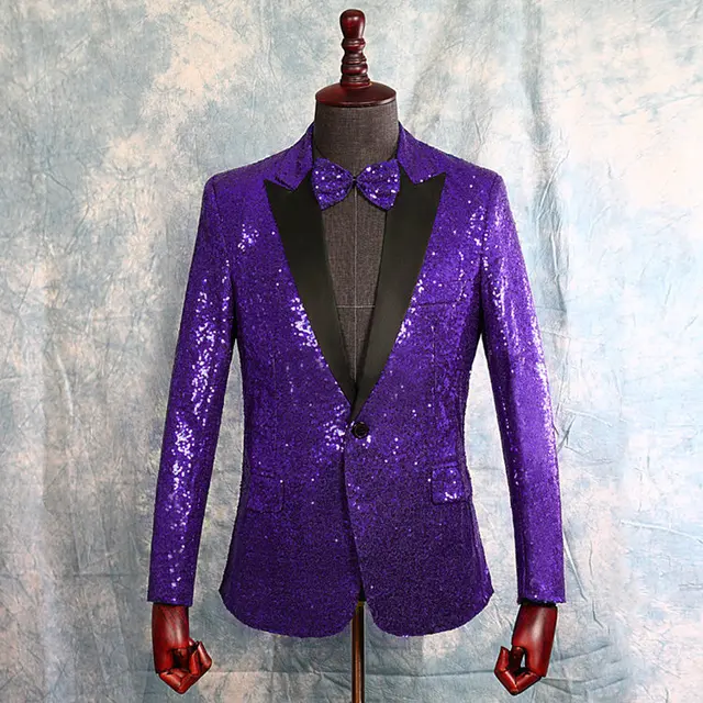 Blazer con paillettes viola blu Royal argento nero oro uomo elegante giacca  da uomo con Glitter Glitter Blazer da ballo lucido da palcoscenico  Q845|Blazers| - AliExpress
