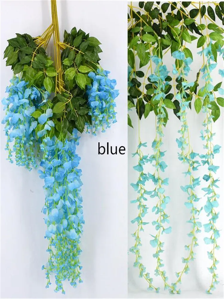7 Colors Elegant Artificial Silk Flower Wisteria Flower Vine Rattan For Garden Home Wedding Decoration Supplies 75cm and 110cm A