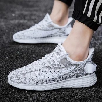 

Big Size 39-48 Flyknit Tide Breathable Sneakers Men Lace Up Lightweight Outdoor Walking Shoes Men Tenis Zapatillas De Deporte