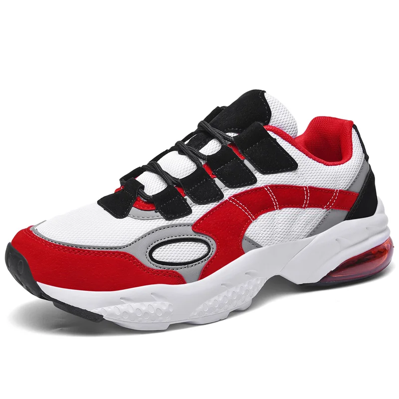 New Men's Outdoor Running Shoes Breathable Male Sneakers Adult Non-slip Comfortable Mesh Walking Athletic Shoes 3 Colors AD-0589 - Цвет: White red