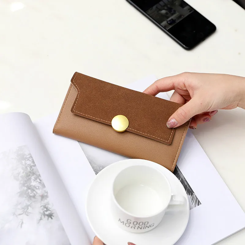 

Wallet Lady's long wallet frosted round buckle handbag banknote Holder