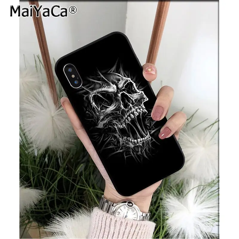 MaiYaCa Grim reaper skeleton Rock Music guitar Gun Phone Case for iPhone X XS MAX 6 6s 7 7plus 8 8Plus 5 5S SE XR 11 11pro max