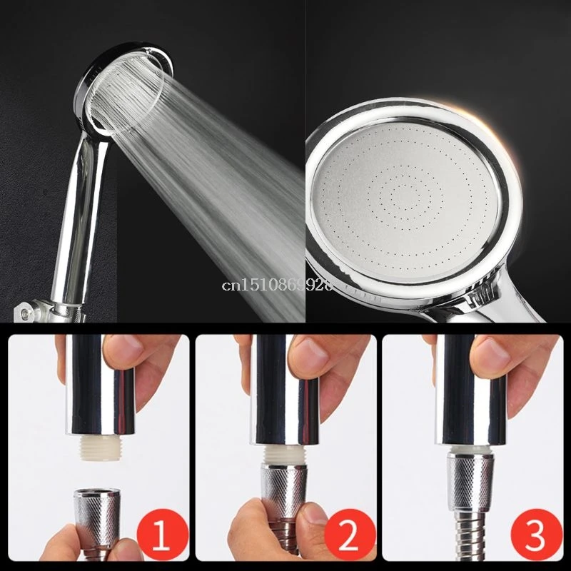 2pcs Hand Held Round Shower Head Low Pressure Boosting Detachable Rainfall Experience Bathroom Accessories Home Hotel 448A