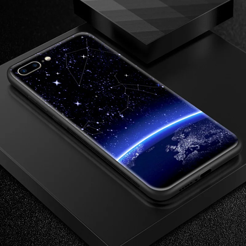 Закаленное стекло чехол для iPhone 5 5S SE 6 6S 7 8 Plus X XR XS MAX TPU Рамка для OnePlus 3 3T 5 5T 6 6T 7 7 Pro Дизайн Темные ракушки - Цвет: W356