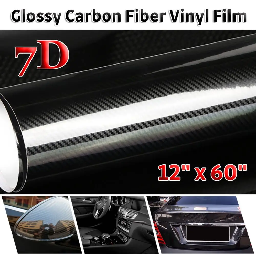 12 &quotx 60&quot 7D глянцевая виниловая пленка из углеродного волокна наклейка для