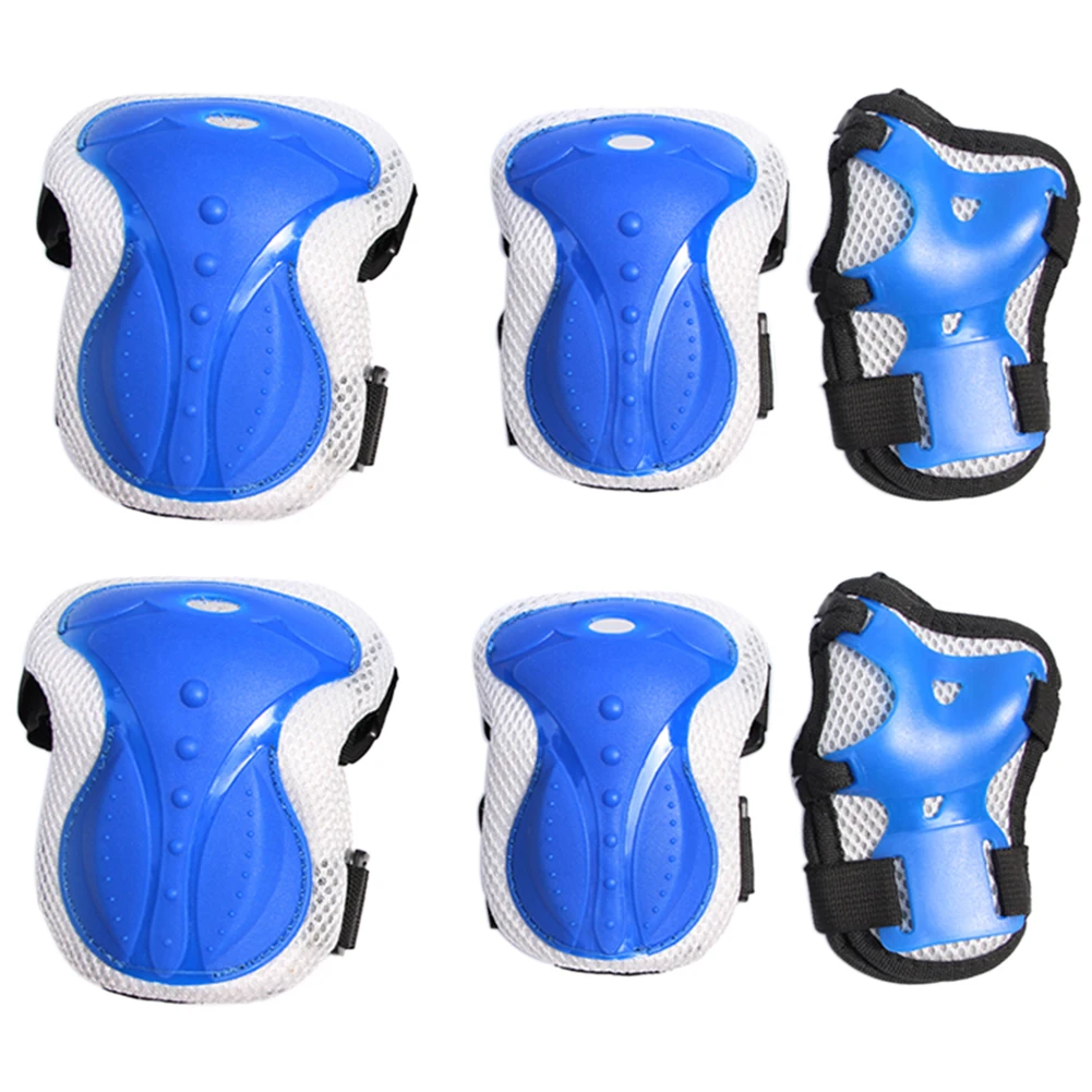 6 шт. наручных щитков для катания на коньках, набор для защиты роликов, спортивный комплект, анти шок, для улицы, для взрослых, аксессуары для тела, защитные наколенники - Цвет: Dark Blue Grey