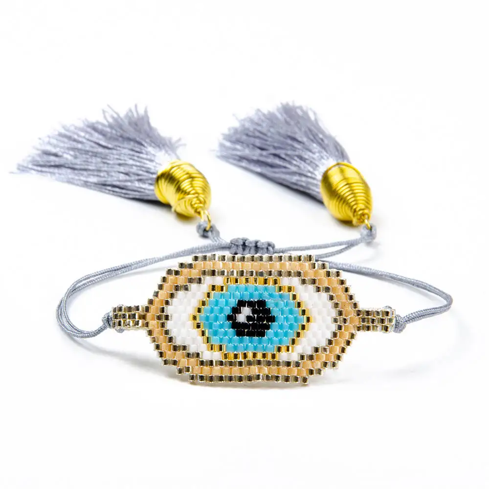 ZVZO турецкий браслет evil eye Delica MIYUKI браслет ювелирные изделия хрустальные браслеты женские ручной подарок дропшиппинг - Окраска металла: MI-B180358C Evil Eye