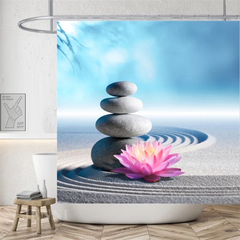 Cortina De Ducha De poliéster De calidad para el baño, Cortinas impermeables originales De amor paz budista|Cortinas de ducha| - AliExpress