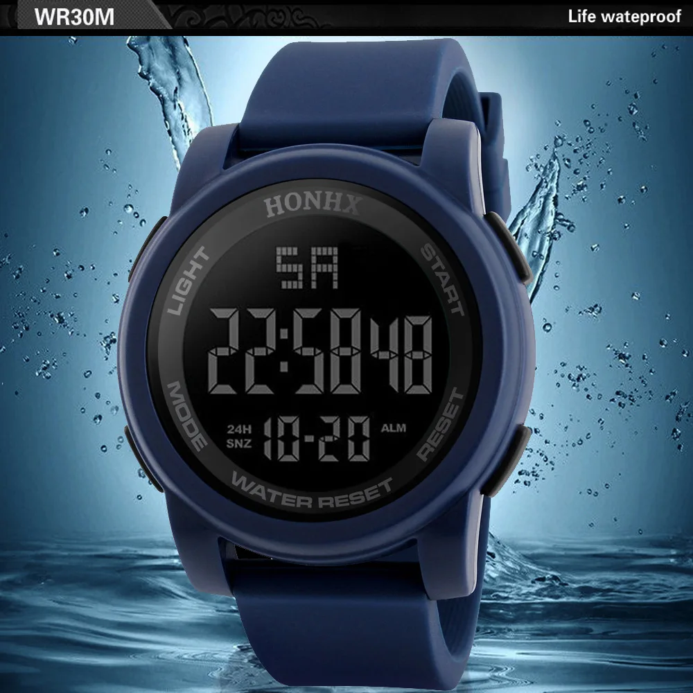 Часы наручные мужские цифровые со светодиодным дисплеем спортивные светящиеся