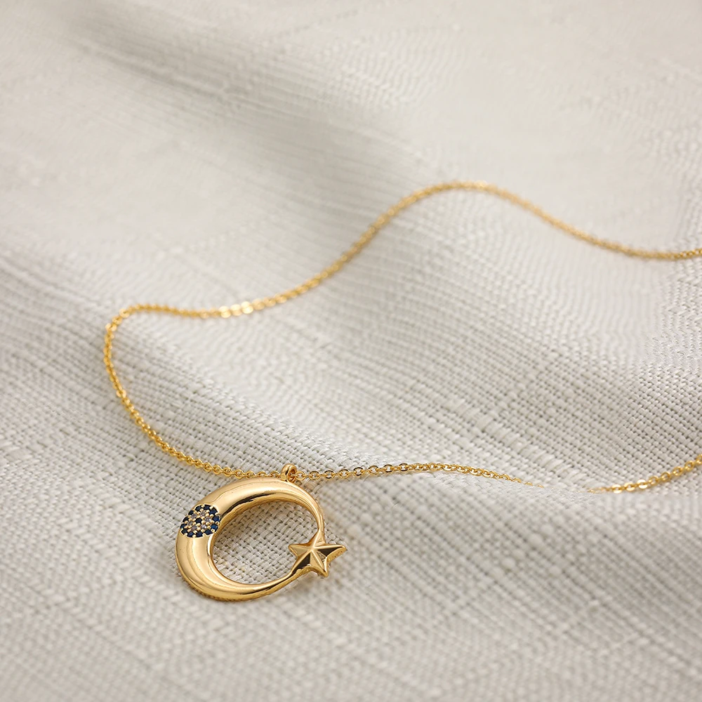 Gold Plated Copper Crescent Moon Star 