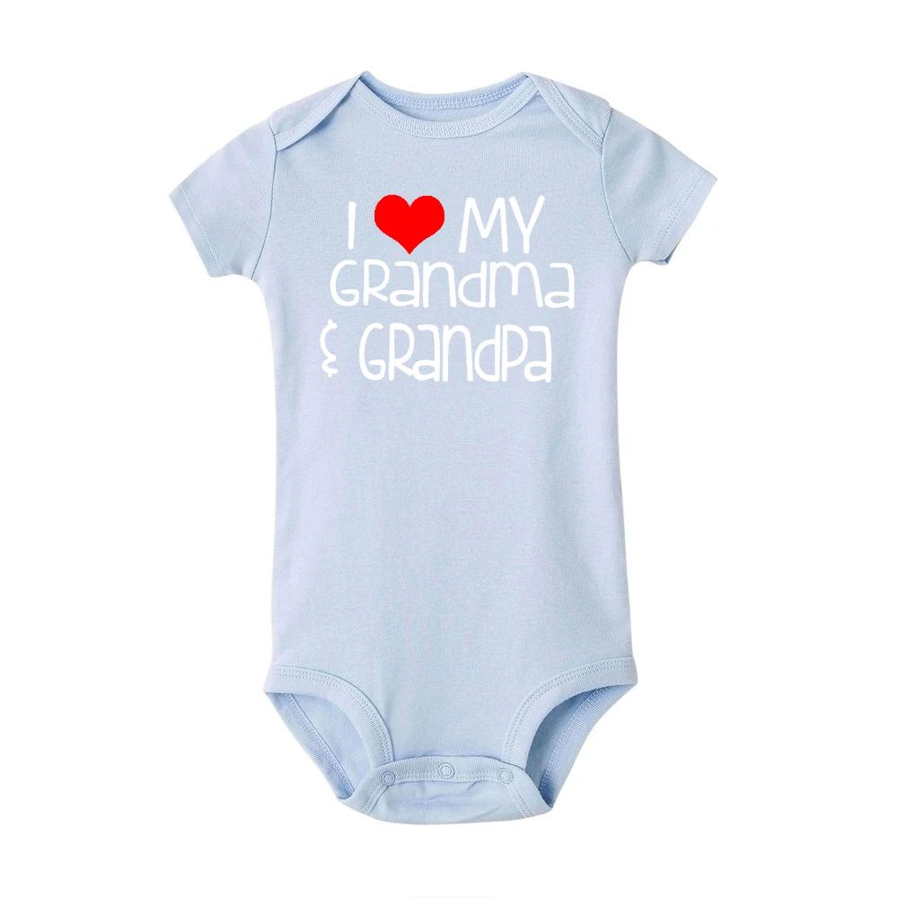 Хлопковый комбинезон для новорожденных с надписью «I Love My Grandma and Grandpa»; Забавный Модный мягкий комбинезон с короткими рукавами для маленьких мальчиков и девочек