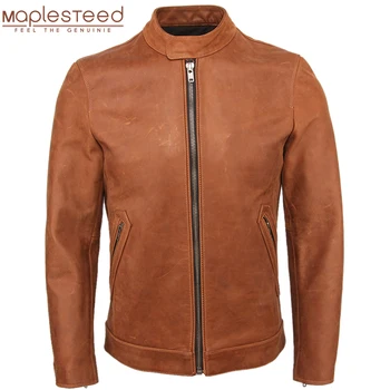 

Men Genuine Leather Jacket 100% Cowhide Slim Fit Brown Men Leather Jacket Man Calf Skin Coat Autumn Male Winter Clothing M140