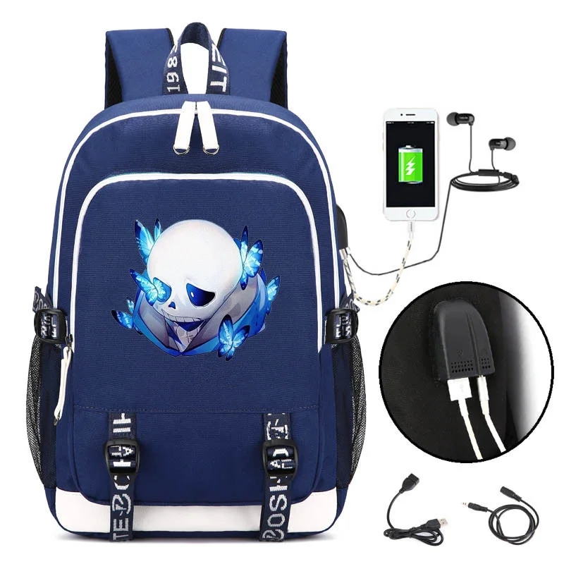 Undertale рюкзак с usb-портом Flowey рюкзак Sans подростковый ноутбук сумка на плечо Студенческая мультяшная школьная сумка книжная сумка мужская дорожная сумка - Цвет: YW   5