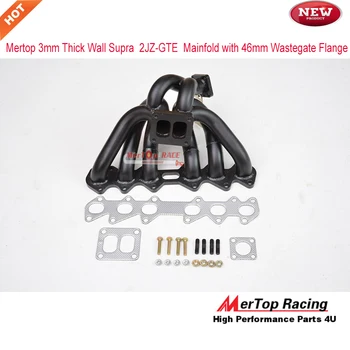 

MERTOP RACING 3mm Thick Black Coated T4 Divide Supra 93-98 2JZ-GTE 2JZ Twin Turbo Manifold with 46mm Wastegate Flange