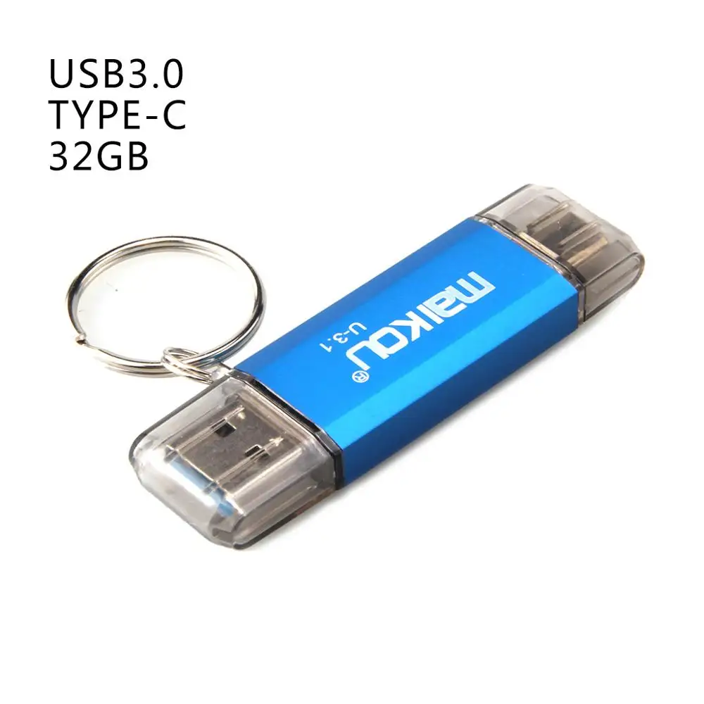Maikou новейший 2в1 USB3.0 type-c usb флеш-накопитель USB3.0 OTG type-C 32GB - Цвет: blue