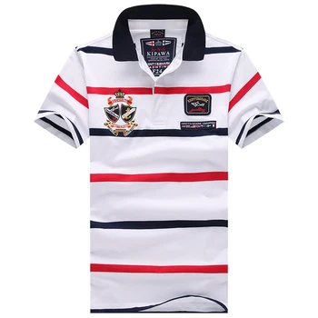 

2020 New Arrival Polo shirt men short sleeve 95% cotton comfortable shark embroidery striped polo shirts casual business polos