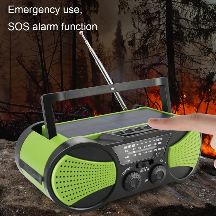 Аварийный Солнечный ручной радио динамик AM FM NOAA с светодиодный фонарик power Bank DC128