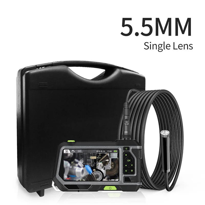 NTS500 5.5mm Dual & Three Lens Industrial Endoscope 2.0MP Inspection Camera 5 Inch 1280P HD LCD Waterproof Borescope with 6 LED 