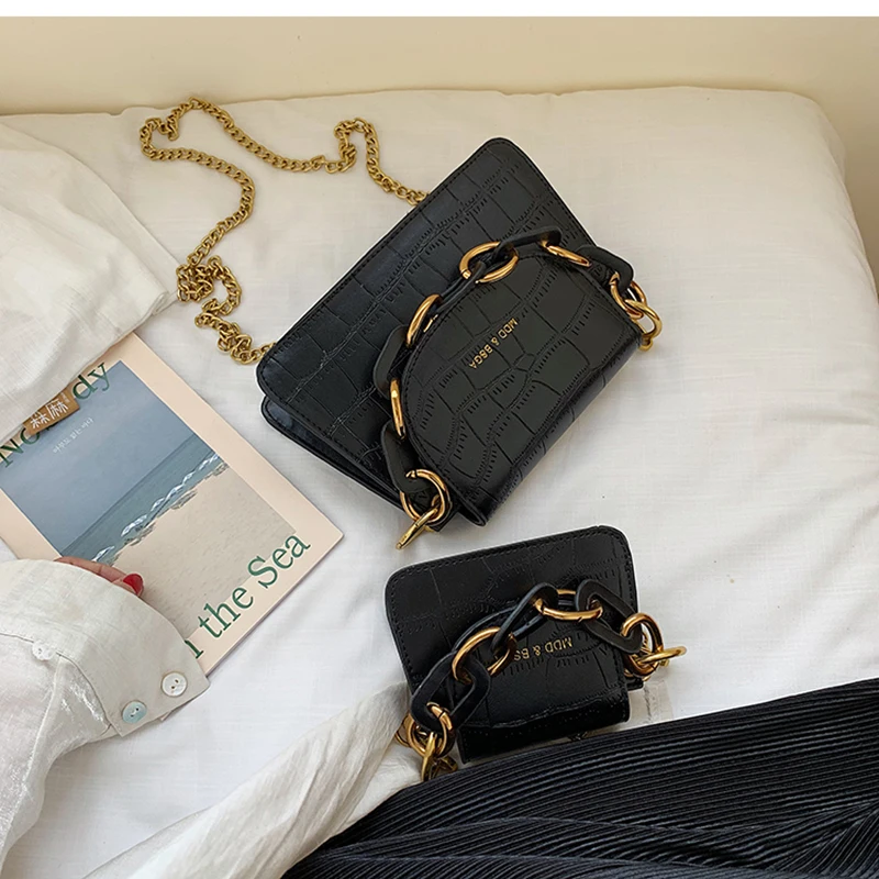 

Crocodile Pattern Chain Shoulder Messenger Bag Elegant Female Women Mini Tote Bag 2019 Leather Women's Designer Handbag