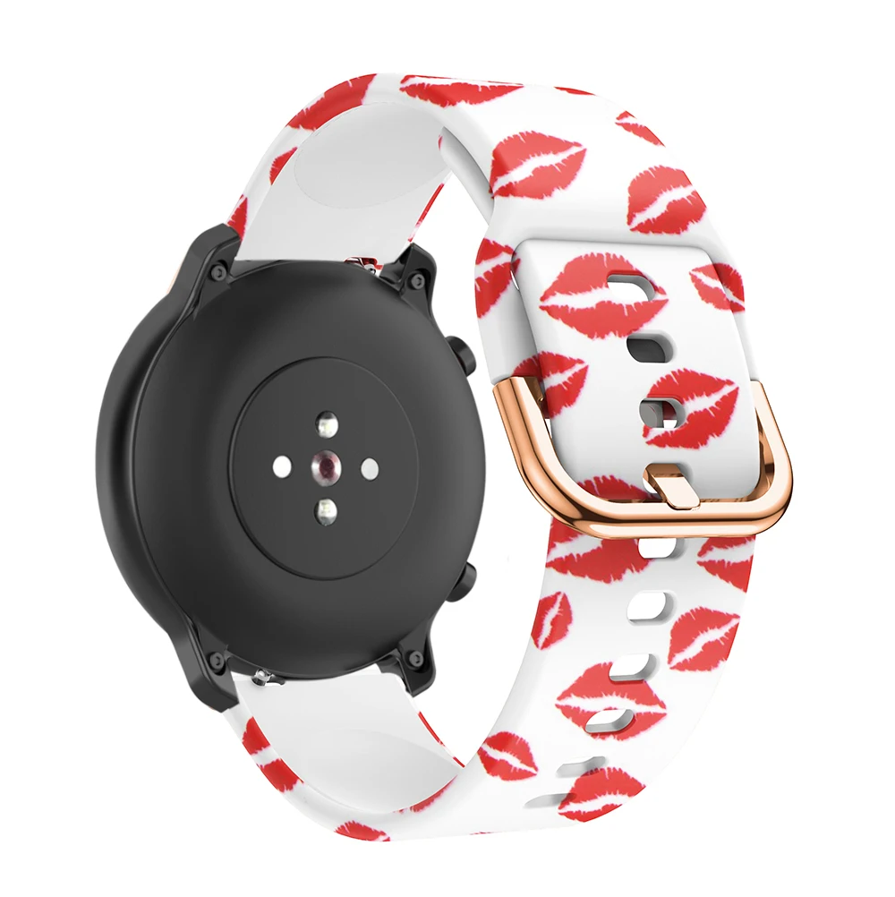 20 мм ремешок для часов amazfit gtr 42 мм силиконовый ремешок модный принт ремешок для часов для samsung Galaxy Watch active 2 браслет ремень