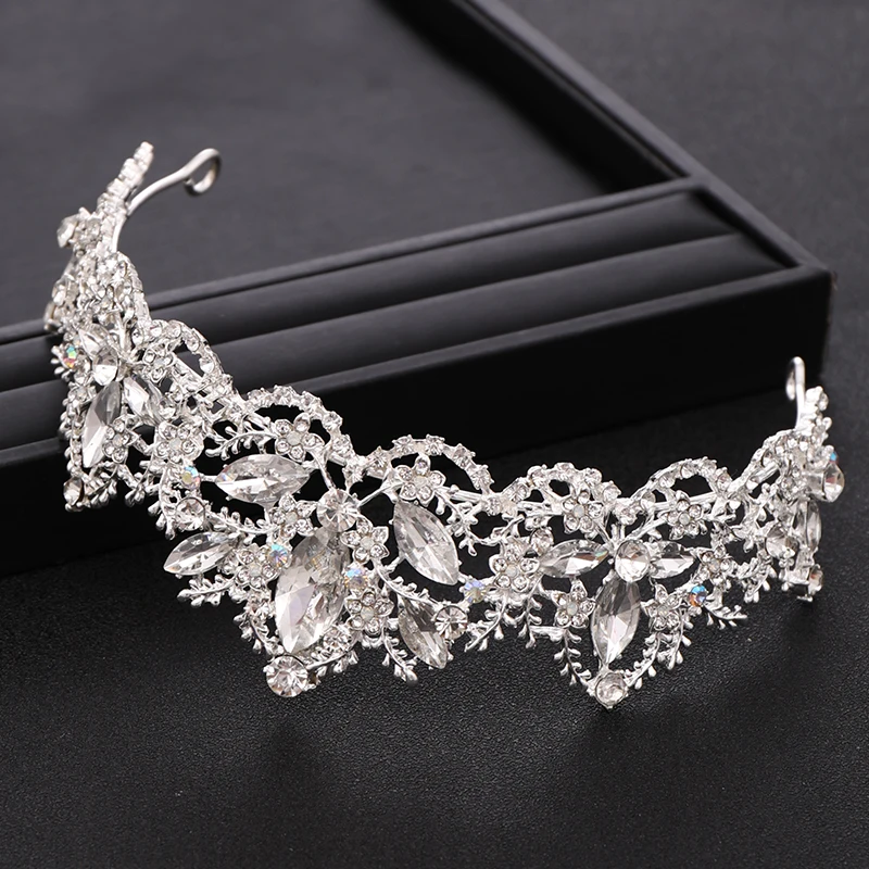 AiliBride Wedding Hair Accessories Tiara  Fashion Crystal Baroque Bridal Crown Gold Diadem for Bridal Wedding Hair Jewelry Gift