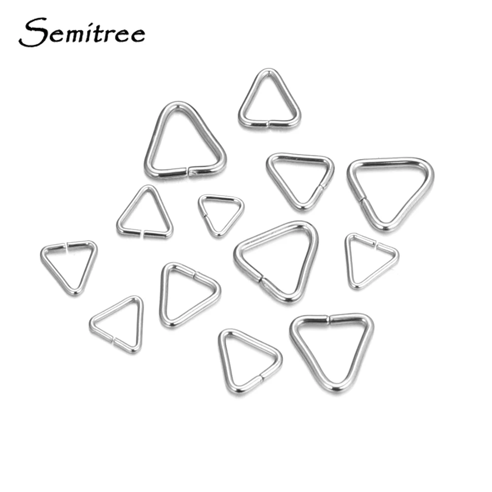 Semitree 100 шт./лот треугольные переходные кольца из нержавеющей стали серебряные