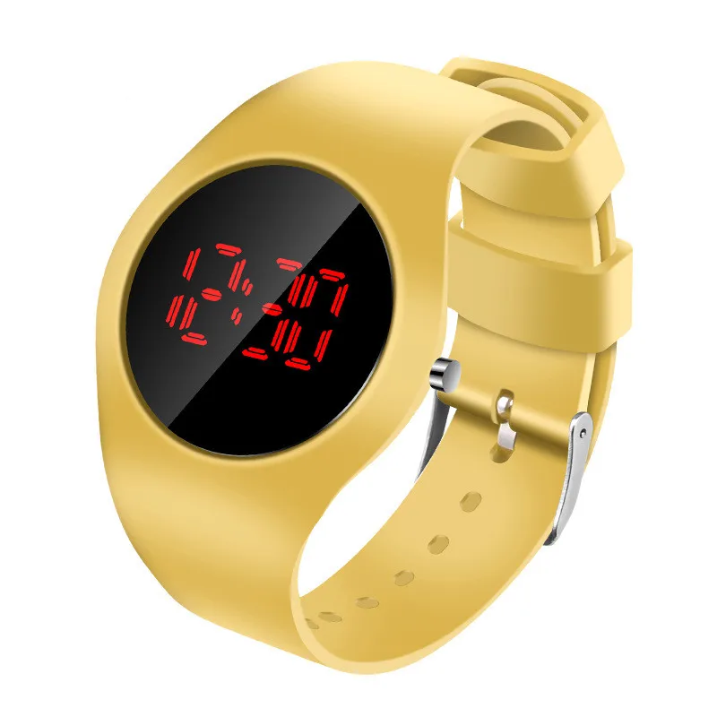 2021 New Round Touch Bracelet Watch Student Led Electronic Watch Fashion Children's Silicone Swimming Waterproof Watch Kids Gift