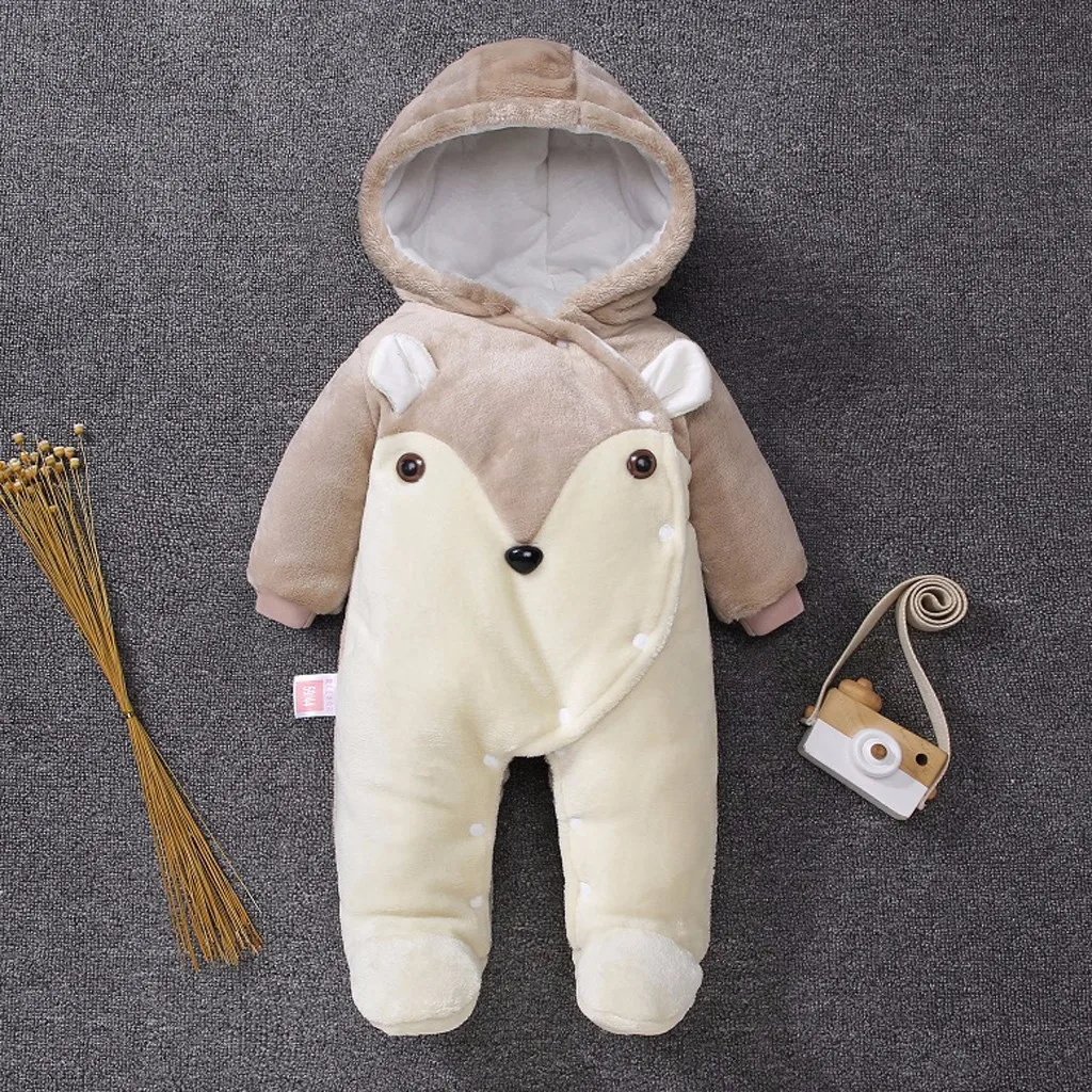Зимние пальто для маленьких мальчиков и девочек г. Зимний Плюшевый комбинезон куртка с капюшоном для маленьких девочек, милое детское пальто с героями мультфильмов на осень