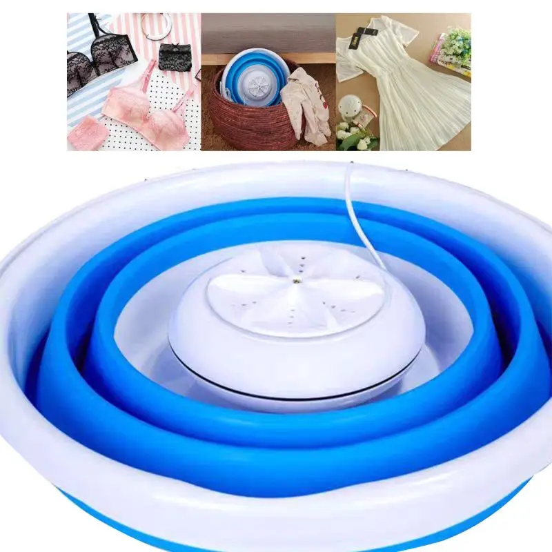 Foldable Mini Washing Machine Rotating Ultrasonic Washer USB Laundry