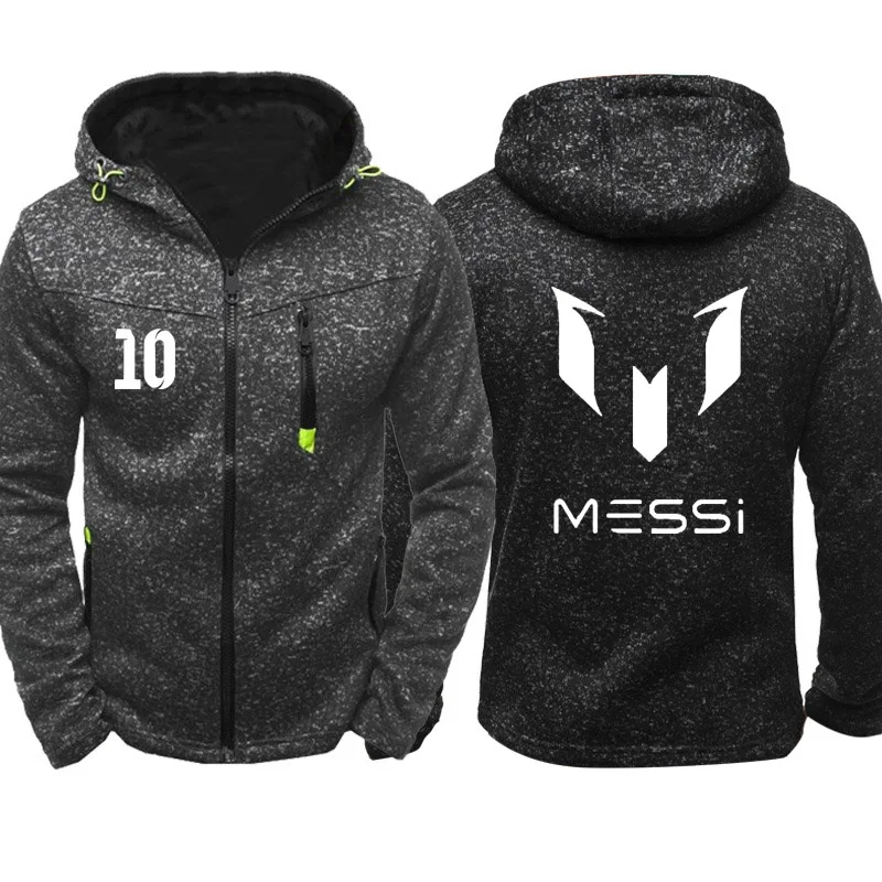 Модная Толстовка Messi 10 куртка с принтом для мужчин Уличная Флисовая теплая молния с капюшоном повседневные толстовки Хип Хоп harajuku спортивный костюм - Цвет: 04