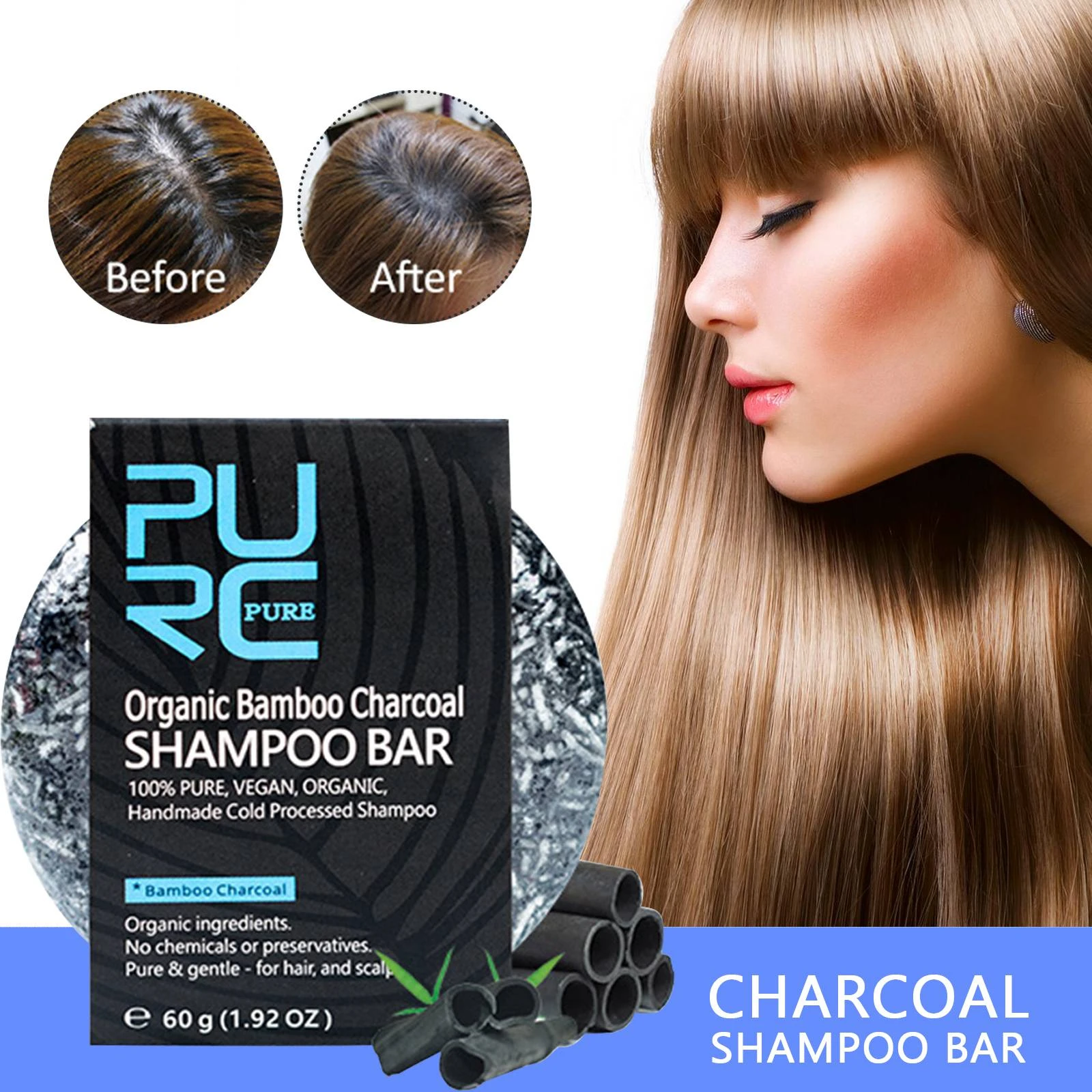 60g Gray White Hair Color Dye Treatment Bamboo Charcoal Clean Detox Soap  Bar Black Hair Shampoo Shiny Hair & Scalp Treatment|Shampoos| - AliExpress