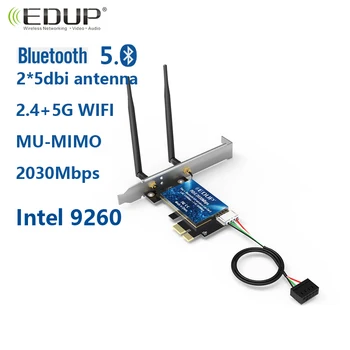 

EDUP 9631 2.4Ghz 5Ghz wireless network card intel 9260 chip Bluetooth 5.0 PCI-E port 2*5dBi dual antenna