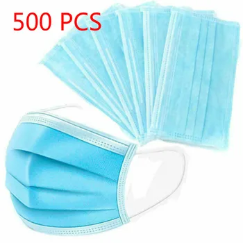 

500 PCS/lot STOCKS DROPSHIPPING WHOLESALE Disposable Anti dust mask mouth korean blue Face Mask3 Layer Dust Mask