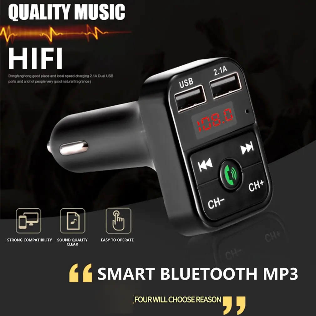 Bluetooth 4,2 MP3 плеер Handsfree автомобильный комплект fm-передатчик Поддержка TF карта U диск QC2.0 3.1A Быстрая Двойная USB Зарядка адаптер питания