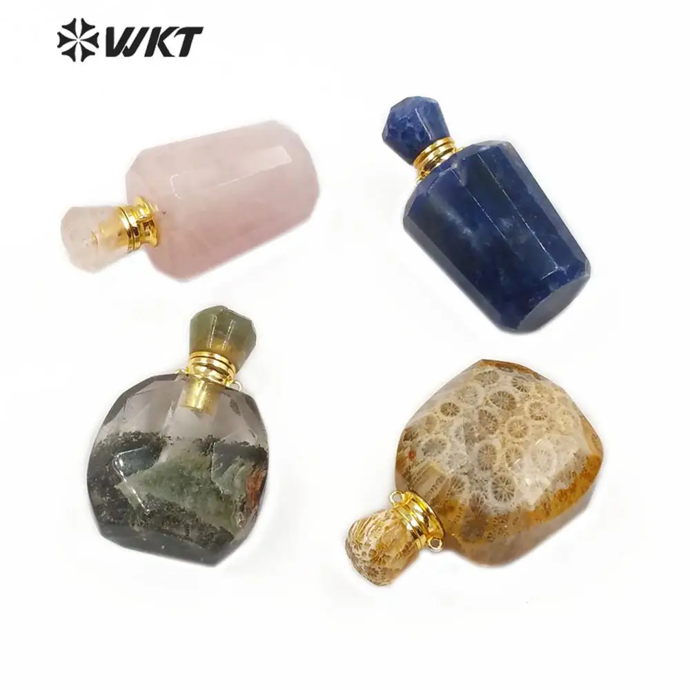 WT-P1478 Новое поступление! подвеска в виде бутылочки парфюма кулон из натурального камня бутылка из камня с золотой Гальванизированный крючок Модный кулон