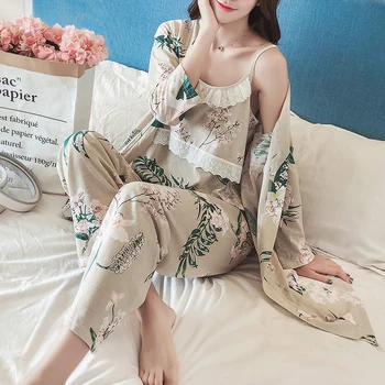 

3pcs/Set Cotton Postpartum Pregnant Women Breastfeeding Suit Long-sleeved Pajamas Home Clothes