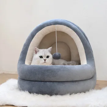 

Closed Cat House Bed Cozy Kittens Cat Soft Cozy Pet Bed for Indoor Cat Small Kennel Home Warm Cave Sleeping Pet Supplies