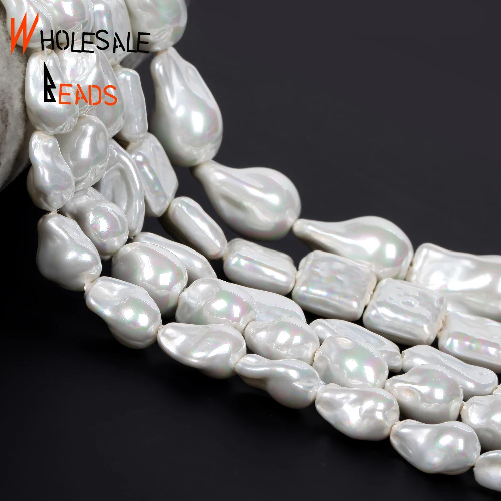 1 3 5 10pcs Natural Electroplating Imitation Baroque Pearl Shell Beads Loose For Jewelry Making Diy Bracelet