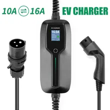 10/16a caixa portátil do carregador de ev para o tipo 2 tomada cee da estação de carregamento do veículo bonde evse do iec 62196-2