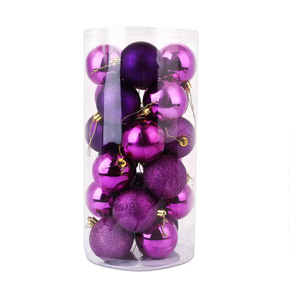 6CM 24Pcs/Box Christmas Decorative Ball Market Xmas Tree Decors 6 Colors