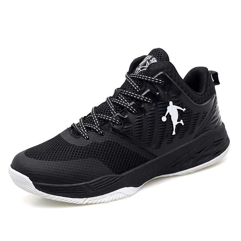 Мужская баскетбольная обувь унисекс с высоким берцем Jordans; воздухопроницаемые спортивные кроссовки; женские нескользящие удобные спортивные туфли в стиле ретро - Цвет: BlackWhite
