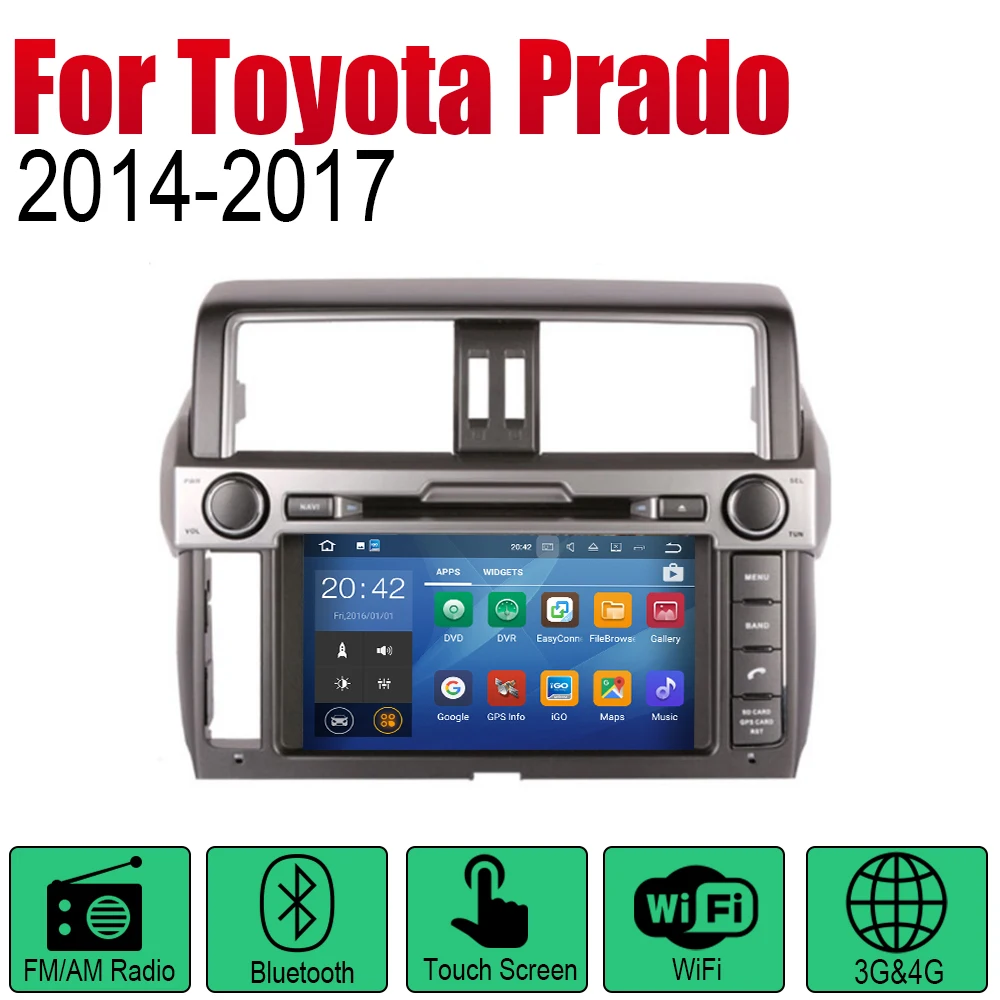 Автомагнитола для Toyota Land Cruiser Prado 150 2DIN стерео GPS навигация Wi Fi 2014 2015 2016 2017