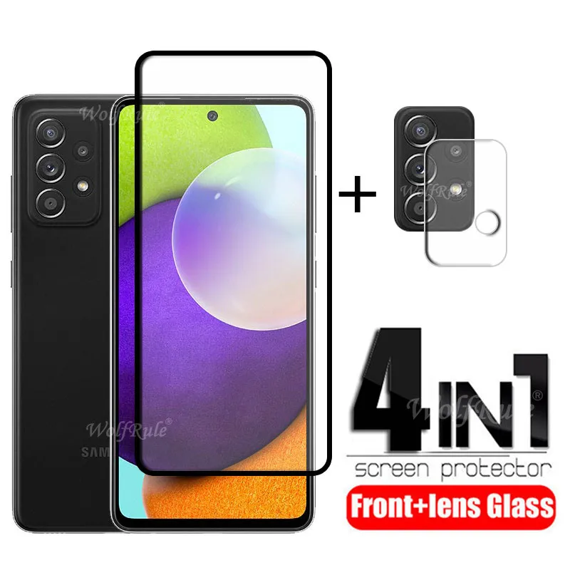 4-in-1 For Samsung Galaxy A52 Glass For Samsung A52 Screen Protector Full Tempered Glass For Samsung A71 A51 A72 A52 Lens Glass