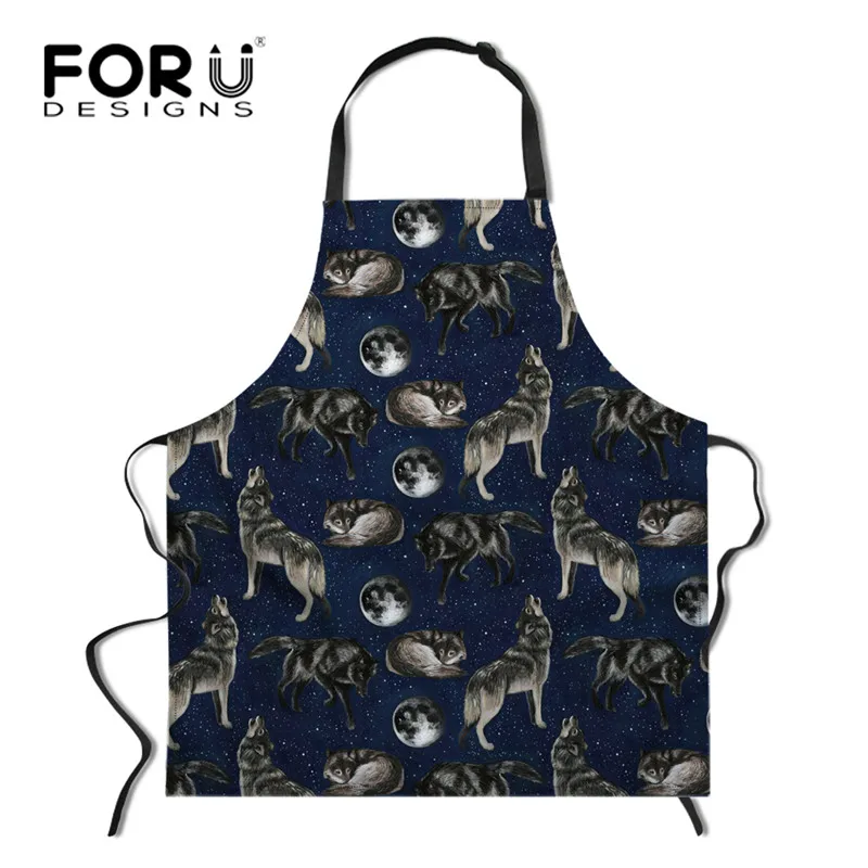 L4377R FORUDESIGNS/Волчья печать безрукавные фартуки для поваров высококачественный Кухонный Фартук аксессуары Femal для приготовления барбекю вечерние таблички - Цвет: L4377R