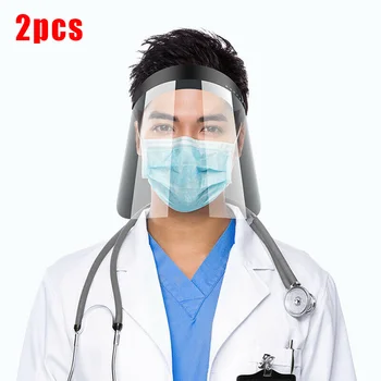 

2pcs Full Face Eyes Shield Mask Eyes Face Protection Prevent Droplets Spittle Anti Cough Spread Dust Mask Anti Dust Cover