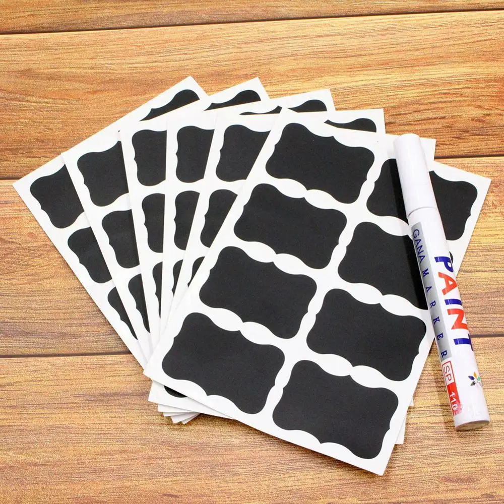 48 шт. наклейка для кухни наклейки органайзер белый мел маркер водонепроницаемые