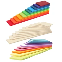 11pcs/lot Wooden Rainbow Stacker Wooden Toys For Kids Creative Rainbow Building Blocks Long board Montessori Educational Toy